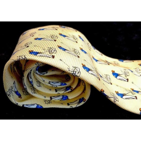 Lauren/Ralph Lauren Golf Neck Tie Yellow Silk Made in USA-EUC- - Picture 2 of 10